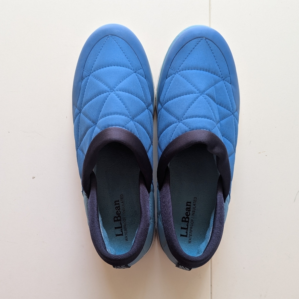 L.L. Bean Ultralight PrimaLoft SlipOn Blue Quilted Shoes Womens, 8